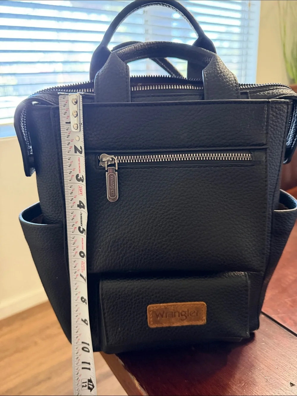 Wrangler Black Pebbled Leather Backpack with Front Zipper Pocket Cute Back Pack!